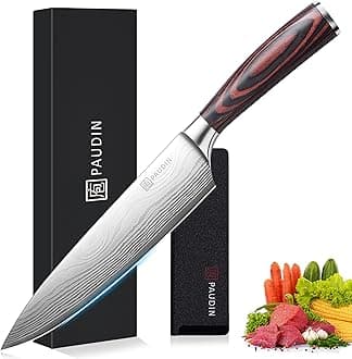 Chef Knife, Kitchen Knife 8 inch Professional, Japanese Knife，High Carbon Stainless Steel Chopping Knife, Carving Knife with Pakkawood Handle, Gift Box for Family & Restaurant