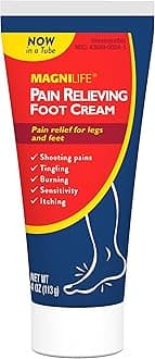 MagniLife Pain Relieving Foot Cream, 4 oz Tube, Soothing Relief for Soreness, Pain, Burning, Tingling, Itching or Sensitivity in Feet & Legs, Moisturizing & Hydrating Foot Cream, No Petroleum