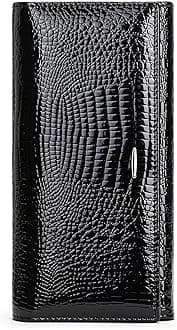 Women's Long Leather Wallet Credit Card Purse Ladies Casual Fashion Clutch Trifold Genuine Leather Black Burgundy Multi-Color