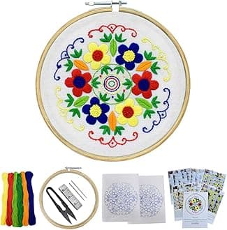 Embroiderymaterial Beginner Embroidery Flower Garden Design DIY Craft Hobby Kit (Multicolor4), Others,Others,Others