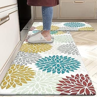Velvet Premium Kitchen Mats for Floor | Kitchen Runner for Floor | 2 Pcs Set | Anti-Skid & Machine-Washable | (Breeze Multicolor)
