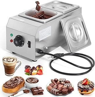 Dyna-Living Chocolate Melting Pot 2-Tanks Commercial Chocolate Tempering Machine Chocolate Tempering Pot 1000W Electric Chocolate Melter Pot Chocolate Warmer for Milk Coffee Cheese