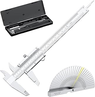HDLNKAK Vernier Caliper 6 Inch + Stainless Steel Feeler Gauge 32 Blade, 6" Stainless Steel Non Digital Caliper, 0-6Inch/0-150mm，0.02mm/0.001" High Precision Caliper