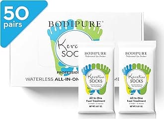 All-In-1 Moisturizing Foot Mask | Keratin & Vitamin E Foot Mask for Dry Cracked Feet, Callus & Heel Softening | Easy-to-Use Pedicure Foot Repair | Chemical-free Feet Treatment | 50 Pairs