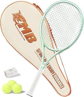 Tennis Racket - Super Value Set with Pre-Strung, Comfortable Handle, 27'' Tennis Racquet for Adults, Includes 3 Tennis Balls, 2 Overgrips and 1 Tennis Bag