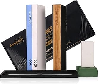 1000/6000 Grits Sharpening stone with Leather Strop, Polishing Compound, and Flattening Stone - Perfect for Chefs, Knife Enthusiasts, and Kitchen Knives (whetstone wet stone)