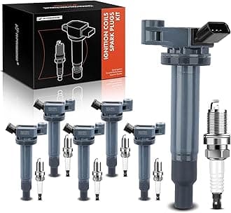 A-Premium Set of 6 Ignition Coil Pack and Iridium Spark Plugs Compatible with Toyota Camry 2002-2006, Highlander, Sienna & Lexus RX300 ES300 RX330 ES330, 3.0L 3.3L