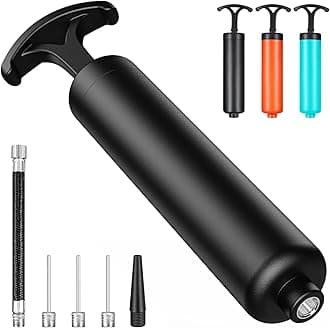 Ball Pump, Ball Pump for Sport Balls, Soccer Ball Pump, Hand Pump with 3 Needles, Nozzle, Extension Hose, Perfect for Volleyball, Basketball, Rugby, Balloon, Exercise Ball Inflator System