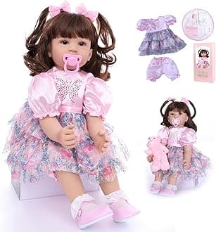 SYP Reborn Dolls Girl 60cm Soft Silicone Vinyl Reborn Baby Dolls That Look Real Soft Bodied Handmade Realistic Girl Toys Lifelike Reborn Toddler Dolls for Girls Birthday Giftdler Dolls