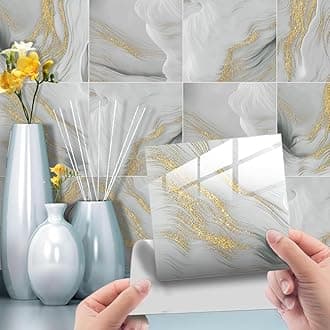 HORIWE Marble Tile Stickers Vintage Floor Wall Decal Sticker Adhesive Tile Art DIY Kitchen Bathroom Backsplash Home Decor PVC Waterproof Oil Proof New 6x6 Inches 20pc