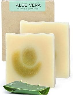AUTHENTIC BATH & SOAP Cold Processed - Aloe Vera Soap Bar - Soothing, Hydrating for Men & Women, Natural, Cruelty Free, Vegan, Handmade, Face & Body Wash for All Skin Types. (Pack of 2) 120 gr Each