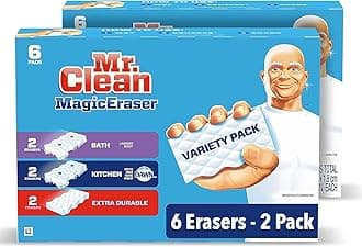 Magic Eraser Variety Pack (with Bath, Kitchen, and Extra Durable Cleaning Pads), Bathroom, Shower, and Oven Cleaner, 12 Count, 6 Count (Pack of 2)