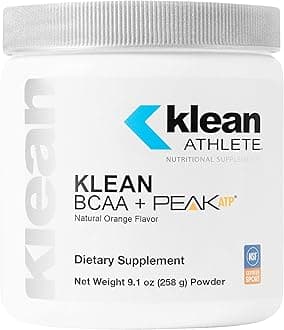 - Klean Athlete Klean BCAA + Peak ATP | Amino Acid Supplement for Muscle Building, Workout Recovery, and Lean Muscle | 9.1 Ounces | Natural Orange Flavor