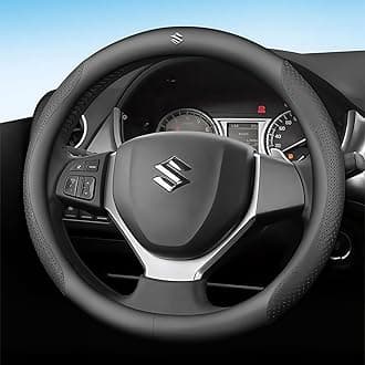 Leather Steering Wheel Cover for Suzuki Jimny 5 Doors 2023 2024 2025, Steering Wheel Protector, Vehicle Steering Wheel Decor, Car Steering Wrap, Car Steering Grip, Car Accessory,Black-Black