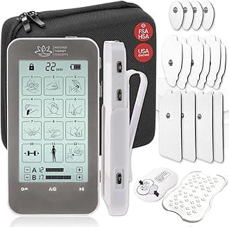 Massage Therapy Concepts TENS Unit Muscle Stimulator for PainRelief - Professional Dual Therapy Machine with 12 Modes and 20 Levels - Complete Accessory Set for Back and Neck Pain