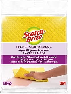 Sponge Cloth, Yellow, 5 Sponges - Ideal Everyday Washing up Sponge for Kitchen, Bathroom, and Household, use on Non-Stick Cookware and Glass