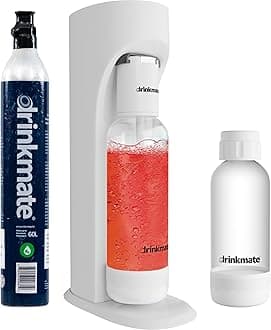 Drinkmate OmniFizz Sparkling Water and Soda Maker, Carbonates Any Drink - Special Bundle - Includes 60L CO2 Cylinder, Two Carbonation Bottles, and Fizz Infuser (Classic White)