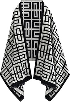 Women's Scarf Shawls and Wraps for Evening Dresses, Redhom Soft Large Blanket Pashmina for Fall Winter with Gorgeous Color, H 10 Black Grid