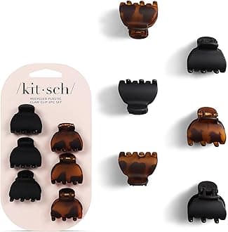 Kitsch Mini Claw Clips for Women - Stylish Small Hair Clips for Kids | Stays In Place Without Pulling or Snagging | Durable & Sturdy Plastic | Ideal Gifts for Women - Tortoise & Black, 6 Pcs