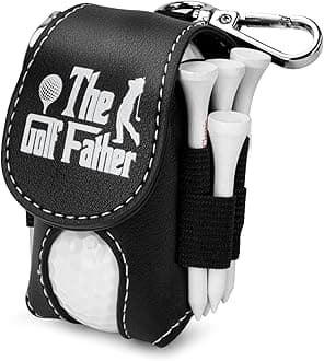 Golf Ball Bag Pouch with Golf Tee Holder Leather Golf Ball Pouch with Belt Clip Golf Ball Bag for Men and Women Storage Gift