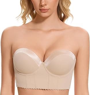 SEA BBOT Women Anti-Slip Strapless Bra Longline Padded Push Up Bra