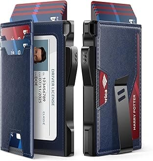 typecaseWallet for Men: Rfid-blocking with Money Clip Slim Leather Bifold ID Window Smart Pop Up Card Case Front Pocket Wallet with Gift Box (Navy Blue)Carbonfree Certified