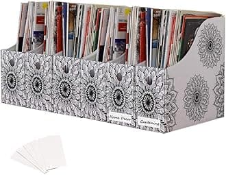 Evelots6 Pack Magazine File Holder/Organizer-4 Inch Wide-Mandala-With Labels