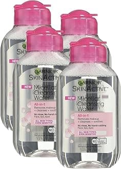 Garnier Skin Active Micellar Cleansing Water, All-in-1, For All Skin Types, Travel Size, 3.4 Ounce, (4 Pack)