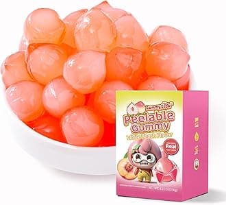 GummyGlow Peelable Fruity Gummy Candy, 8.1oz (230g) Box, 45-55 Individually Wrapped Chewy Candies, Fun to Peel, Perfect for Sharing, Party Favors & Gifts (Peach)