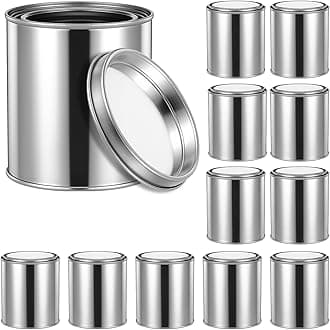 12 Pack Metal Paint Cans with Lids 0.88 Pint Paint Can Empty Unlined Can Small Multipurpose Metal Pail Buckets Storage Containers for Crafts DIY Project Adhesives