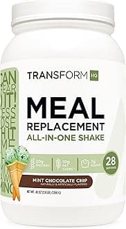 Meal Replacement Shake Powder 28 Servings (Mint Chocolate Chip) - 20G Protein per Serving, Non-GMO