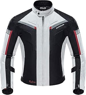 Mens Motorcycle Jacket, Water-Resistant Windproof Motorbike Riding Jackets with Armoured Shoulder & Elbow Protectors for Summer Winter