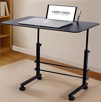 Multi-Purpose Adjustable Laptop Table, Bed Table, Study Table, Portable for Office, Work from Home, DIY Assembly, Engineered Wood, Black