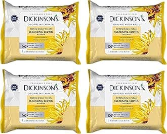 Original Witch Hazel Refreshingly Clean Cleansing Cloths with Aloe, 4 Pack, 25 Cloths per Pack