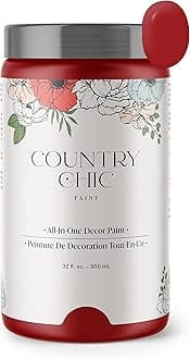 Country Chic All-in-One Chalk Paint for Furniture, Cabinets, Home Decor, Eco-Friendly, Matte Finish, Built-In Primer & Top Coat for Wood, Metal - Poppy (Bright Red) - Quart 32 oz (950 ml)