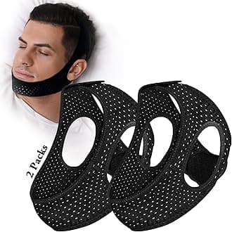 2 Pack Anti Snore Chin Strap for Sleeping， Jaw Tape Mouth Snoring Sleep Devices Stopper Cpap Users Breathing Head Mouthpiece Solution to Keep Closed Mandibular Advancement Reducing Men Women Aids