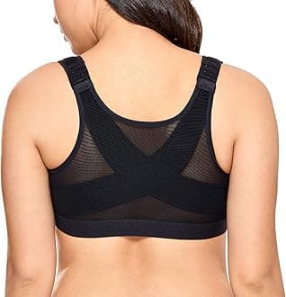 Delimira Women's Front Fastening Bras Non Wired Posture Correcting Back Support Post Surgery Bra Plus Size Comfort