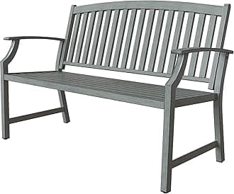 Grand patio Farmhouse Outdoor Bench, Garden Bench with Anti-Rust Aluminum Metal Powder Coated Frame, Faux Wood Grain Finish Frame Patio Bench for Front Porch, Duckegg Blue