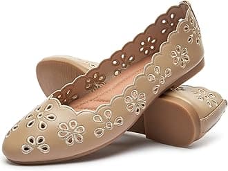 FRACORA Women's Ballet Flats Black PU Leather Dress Shoes Comfortable Round Toe Slip on Flats with Breathable Eyelets