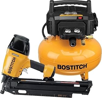 BOSTITCH 21 Degree Pneumatic Framing Nailer Kit with Compressor and Hose, Corded (BTFP1KIT21PL)