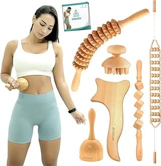 6-in-1 Wood Therapy Massage Tools - Professional Maderoterapia Kit for Body Sculpting, Shaping, Fascia Release and Lymphatic Drainage - by Cozlow