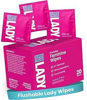 Lady Parts Feminine Wipes - Flushable Wet Wipe for Women - pH Optimized for Privates, Body, Booty, Face - Good for Travel Intimate Areas - Stay Clean - 20 Wipes