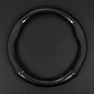 gunhunt 1 Pack Car Breathable Steering Wheel Cover, Carbon Fiber Non-Slip Steering Wheel Protector, Wear -Resistant Steering Wheel Sleeve, Four Seasons Universal Steering Wheel Set (Black #Circular)
