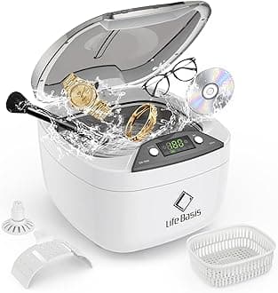 Life Basis Ultrasonic Jewelry Cleaner Ultrasonic Cleaning Machine 850ml (28 Ounces) LCD Screen with 5 Digital Timer Watch Stand CD Holder for Ring Jewelry CD DVD Watches Glasses Makeup Brush