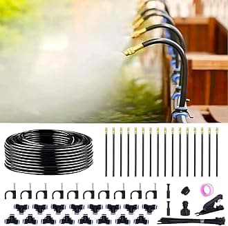 360° Adjustable Drip Irrigation System - 50FT Garden Watering System with 16 Nozzles, Garden Mister System, Garden Irrigation System, Atomizing System for Yard, Lawn, Plants, 5/16 inch Tubing ﻿