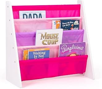 Tot Tutors Kids Book Rack Storage Bookshelf, White/Pink & Purple (Friends Collection)