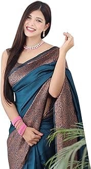 Pure Banarasi Style Women's Kanjivaram Silk Sari with Wedding Blouse (Yatri)