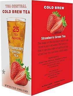 Life Plus Style Gourmet TEA CENTRAL Strawberry Iced Tea with Ceylon Green Tea Natural Refreshing Cold Brew Everyday Wellness Sweet Strawberry Iced Drink 25 Tea Bags