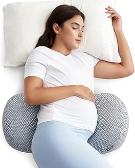 Momcozy Memory Foam Portable Pregnancy Pillow – W Shaped Maternity Great Support for Side Sleepers, Adjustable Travel Wedge Pillow for Back, Belly, and Hip Relief, Ideal for Pregnant Women, Grey
