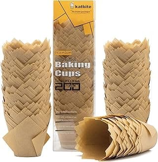 Katbite Tulip Cupcake Liners 200PCS, Muffin Baking Cupcake Liners Holders, Baking Cups (Nature)
